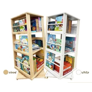 ส่งฟรี !!! ชั้นวางหนังสือหมุนได้ 360 องศา ไม้ยางพารา ส่งแบบประกอบสำเร็จ