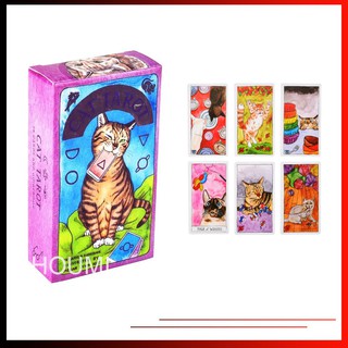 【HOUMI】การ์ดภาษาอังกฤษ tarot 78 ชั้น English Tarot Cards 78 Deck Cat Tarot Animal