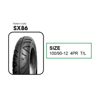 ยางนอก 100/90-12 T/L SX86 (ZOOMER-X) SIXXIS : ยางนอกรถมอเตอร์ไซค์ ขนาด 100/90-12 ไม่ใช้ยางใน ลาย SX86 (ZOOMER-X) SIXXIS