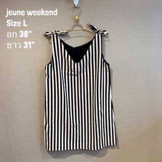 เดรสลายทาง ขาวดำ ยี่ห้อ jeune weekend size L