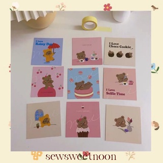 🌷sewsweetnoon🌷[P02]โปสการ์ดตกแต่งห้องลายน้องหมีขนมหวาน🍭🍰🎂 ลายหน้า-หลังแบบเดียวกัน😊