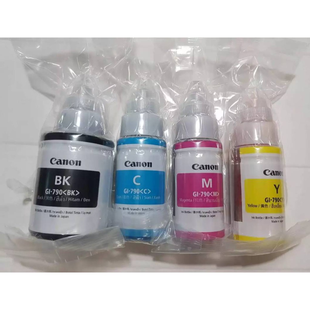 หมึกแท้ CANON GI-790 แบบไม่มีกล่อง ของแท้ 100% [1ชุด 4สี] For G1010/G2010/G3010
