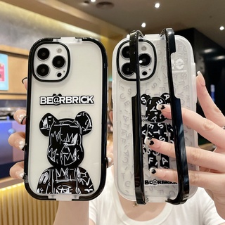 ใหม่ ข้อมือ ซ่อน วงเล็บคู่ เคสไอโฟน 13 Pro Max iPhone 12 Pro Max เคสไอโฟน11 iphone 11 Pro Max เคสไอโฟนxr Xs Max 8 7 plus Case แบรนด์แฟชั่น bearbrick หมีรุนแรง ป้องกันการหล่น นุ่ม เคส