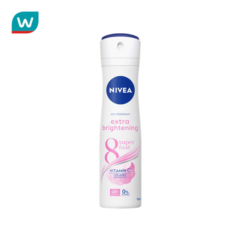 Nivea นีเวีย สเปรย์ เอ็กซ์ตร้า ไบรท์เทนนิ่ง 8 ซูเปอร์ ฟู้ด 150 มล.