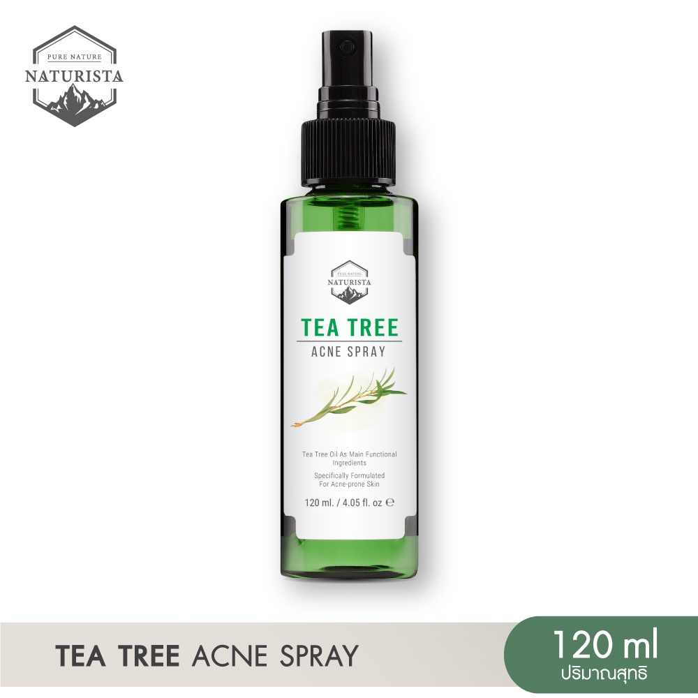 Naturista สเปรย์ฉีดสิว ฆ่าเชื้อสิว และลดการเกิดสิว ใช้ได้ทั้งหน้า และลำตัว Tea Tree Acne Spray Face & Body Formula 120ml