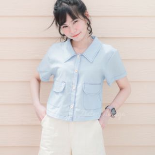🔥SALE❗เสื้อครอปเชิ้ตงานน่ารัก ผ้าฝ้าย✅พร้อมส่ง