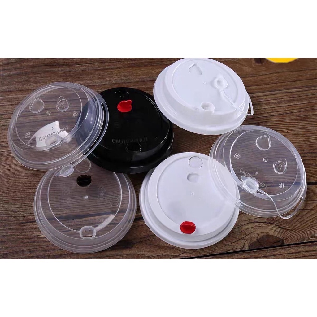 ฝา1แถว【50ใบ】ฝาแก้วน้ำ แบ่งขายฝาเรียบแข็ง【ปากØ90mm】ปิดจุกในตัว *อาจจะใช้ร่วมไม่ได้กับแก้วบ้างชนิดและแก้วร้านอื่น*