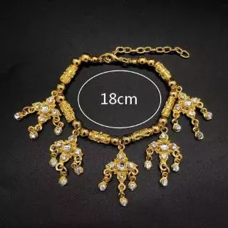 ชุดไทยเครื่องประดับเพชร สร้อยข้อมือ สีทอง ประเพณีผู้หญิง 1pcs