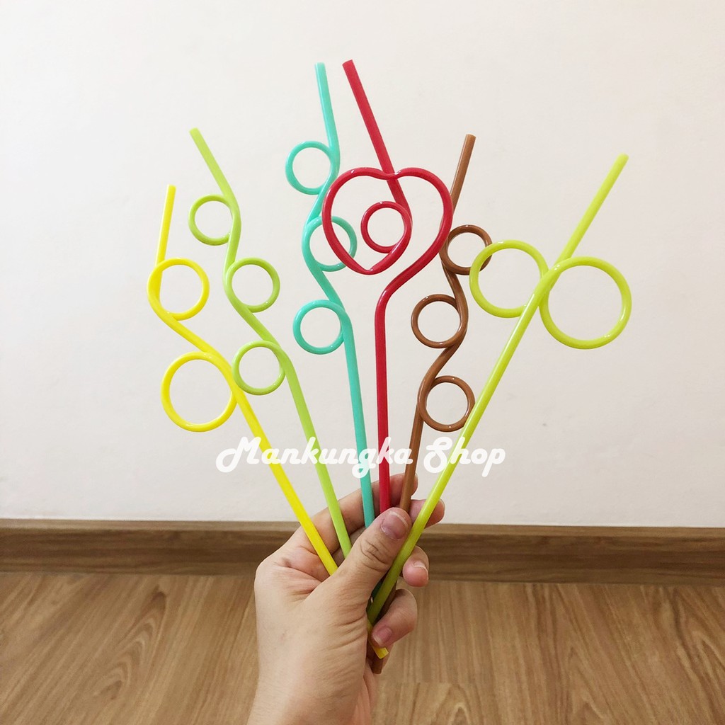 มี 20 แบบ หลอดแฟนซี PVC สำหรับตกแต่งแก้วค็อกเทล งานปาร์ตี้
