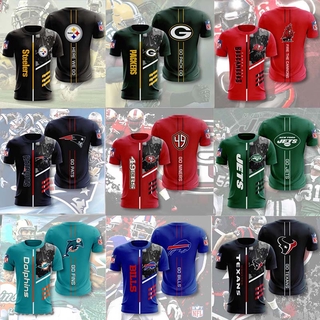 Sy7 NFL เสื้อยืดลําลอง แขนสั้น พิมพ์ลายรักบี้ 3D สําหรับปาร์ตี้ฮาโลวีน YS7