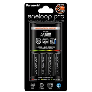 เครื่องชาร์ช charger(2A/3A) Eneloopสีดำ ชาร์ชเร็ว2hrs+แถมถ่าน2A*4ก้อน Panasonic(แท้) BQ-CC55E (ดึงพลาสติกก่อนชาร์จนะค่ะ)