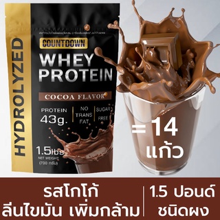 📌Whey Protein 👊COUNTDOWN เวย์ไฮโดรไลซ์ รสโกโก้ โปรตีน 43 g. เวย์โปรตีนลีนไขมัน เพิ่มกล้ามเนื้อ แพ้นมวัวทานได้ | 700 กรัม