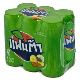 แฟนต้า น้ำเขียว กลิ่นฟรุตพันช์ 325ml ยกแพ็ค 6กระป๋อง น้ำอัดลม FANTA GREEN FRUIT PUNCH