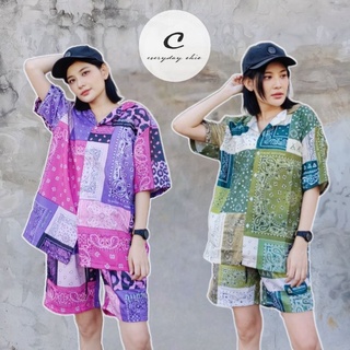 Everyday.Chic.Bkk ชุดเซท เชิ้ต​ กางเกง​ ลายผ้า​เช็ดหน้า​ ทรง Oversize จากHuak Brand (ขายแยกชิ้น)