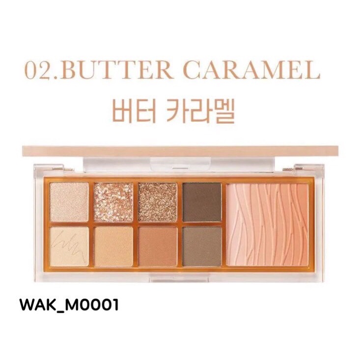 สี 02 Butter Carmel เซต พาเลตอายชาโดว์ Wakemake-Mix Blurring Eye Palette + แปรง