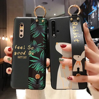 เคสโทรศัพท์มือถือ ลายกระต่าย ใบไม้ พร้อมสายคล้องมือ แฟชั่น สําหรับ Samsung Galaxy note 8 9 10 plus lite note20 ultra s8 s9 s10 s20 plus s21 s22 s23 ultra s20fe s21fe