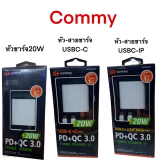 COMMY หัวชาร์จเร็ว รุ่น AD002PQ จ่ายไฟสูงสุด 20w รองรับ ชาร์จเร็ว PD20w + QC3.0 หัวชาร์จiP และ หัวชาร์จSamsung