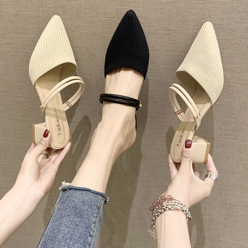 [fashion]Two-wear Baotou sandals female fairy style thick heel 2020 new ...