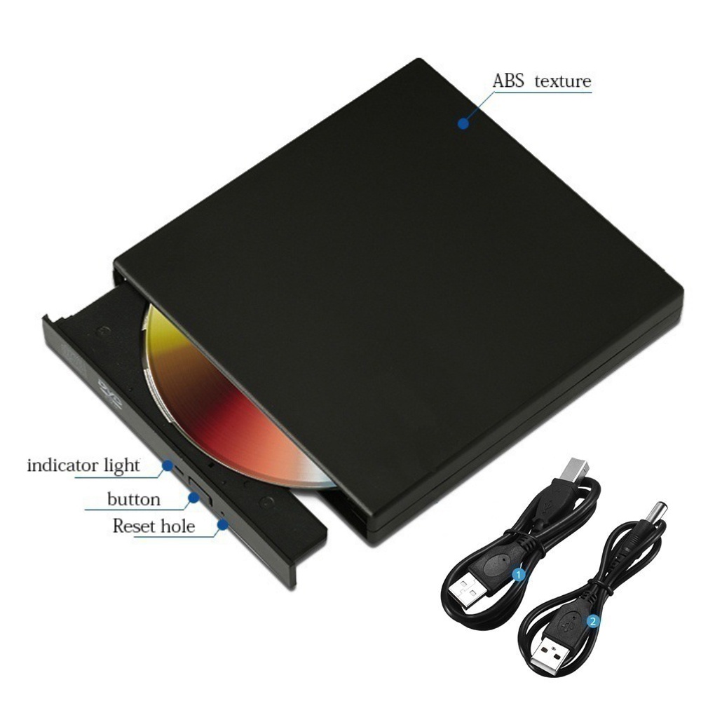 แบบพกพา ไดรฟ์ดีวีดี รองรับ น้ำหนักเบา ช่องเสียบ Usb2.0 สีดำ Dvd-Rom