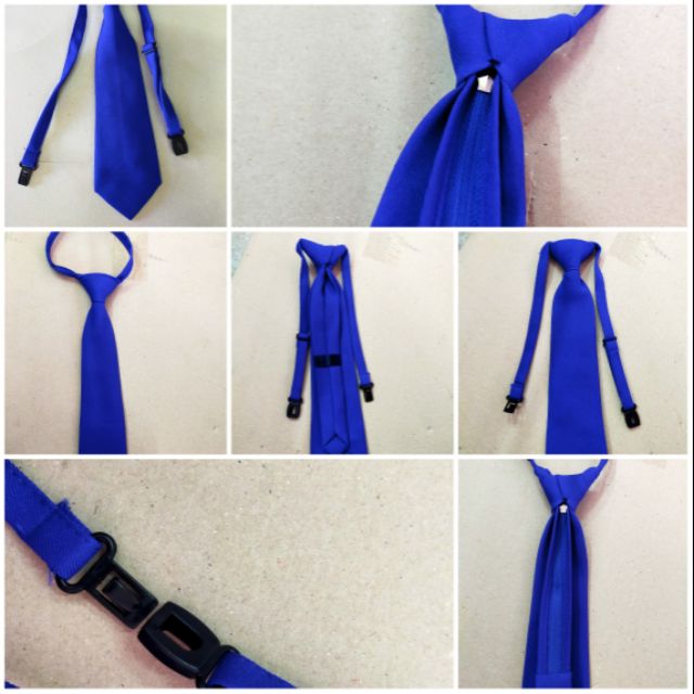 เนคไทนักเรียน สีน้ำเงิน  แบบสำเร็จจ้าา