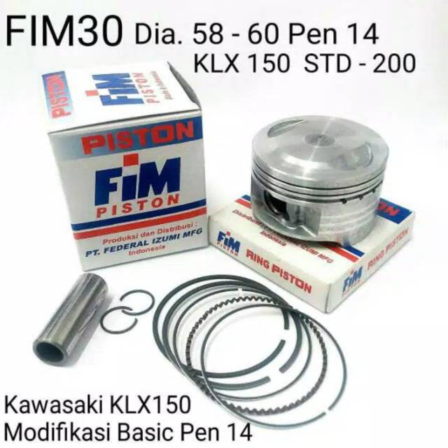 ชุดลูกสูบ fim kawasaki klx 150 dtracker มาตรฐาน fim30 Dia. ปากกา 58-60 มม. 14