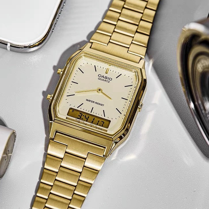 Ca sio นาฬิกาข้อมือ รุ่น AQ-230GA-9D สีทอง สินค้ารับประกัน 1 ปี