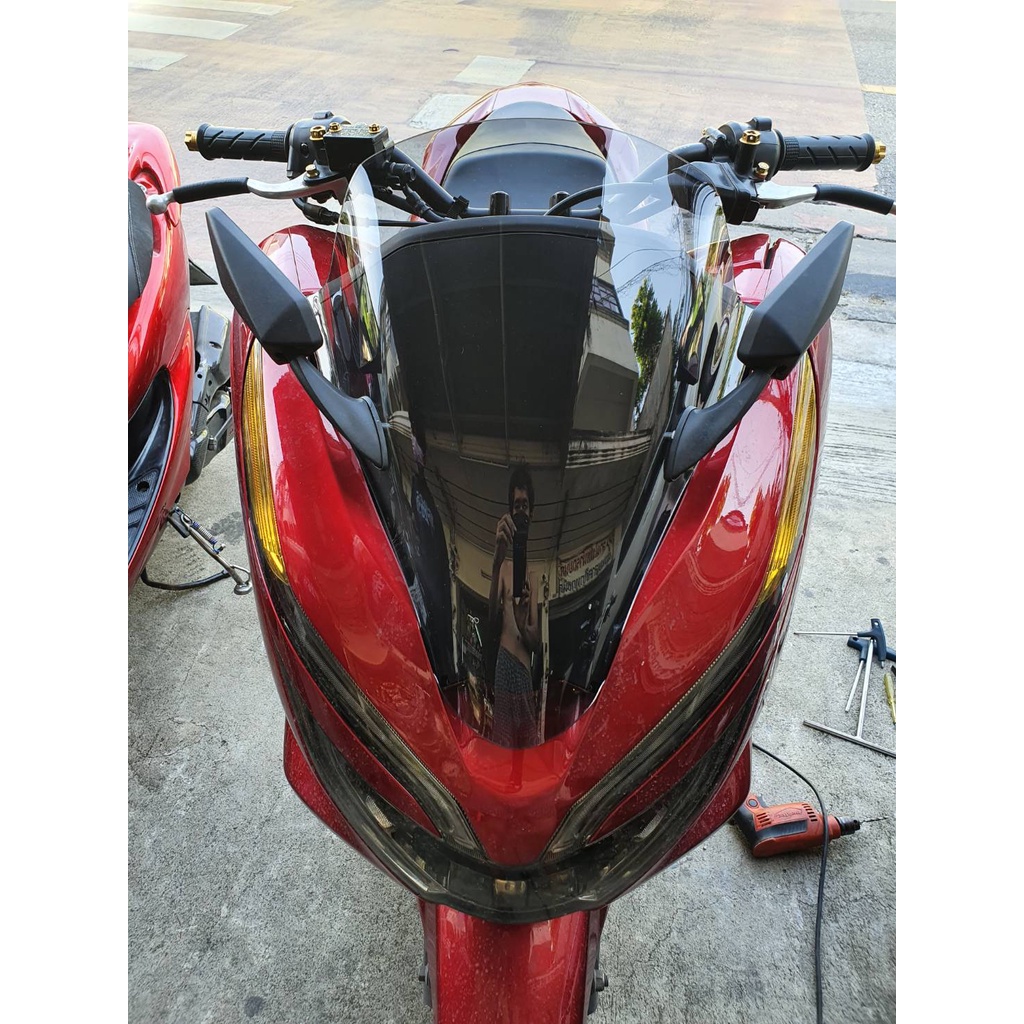 ชิวหน้าPCX 160 ฟ้า ใส ชา หนา3มิล ราคา490