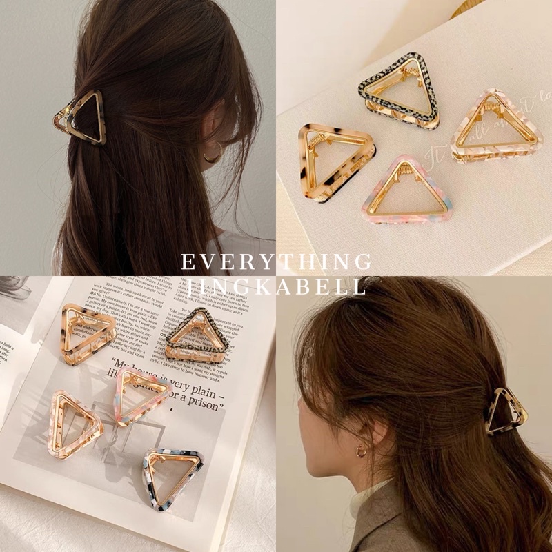 พร้อมส่ง กิ๊บหนีบผม กิ๊บหนีบผมลายหินอ่อน ทรงสามเหลี่ยม