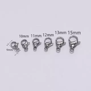 ตะขอก้ามปูสเตนเลส ขนาดเล็ก สําหรับทําเครื่องประดับ สร้อยคอ สร้อยข้อมือ DIY ขนาด 9 -15 มม. 30 ชิ้น / ลอต