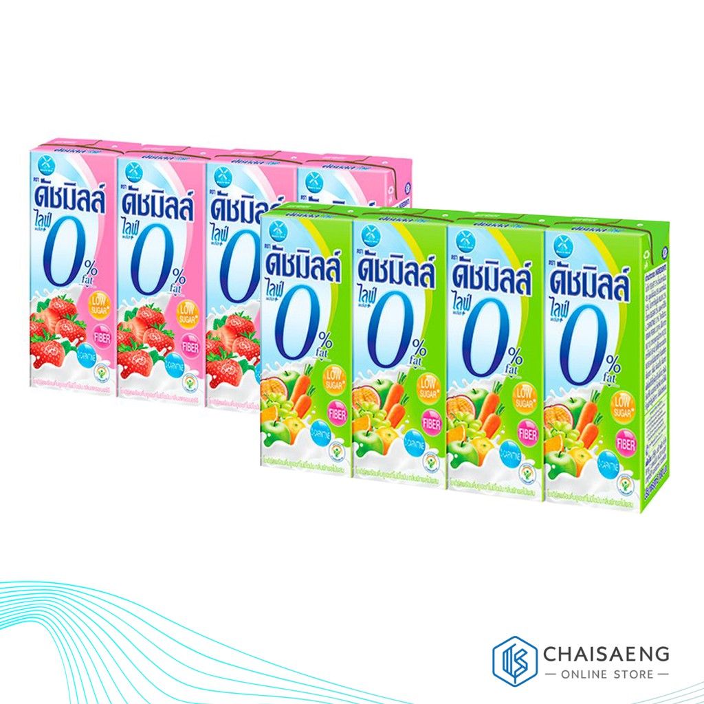 Dutch Mill ไลฟ์พลัส โยเกิร์ตพร้อมดื่ม กลิ่นสตอเบอรี่และกลิ่นผลไม้รวม ไขมัน 0% 180 กรัม x4 กล่อง
