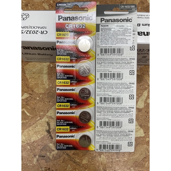 PanasonicCR2016/CR2025/CR2032/CR1616/CR1220/CR1620/CR1632แบตเตอรี่ งานแท้100% (1แผง5ก้อน)