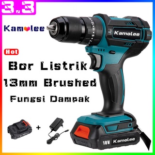 [COD + Spot + Dikirim Dalam 24jam] Kamolee 18v Bor Listrik 13mm Dengan Fungsi Benturan Tiga mode aksi Bor Listrik Tanpa Kabel Obeng Listrik Impact Gun Brushless DIY Alat Listrik [Kompatibel Untuk Baterai Makita 18V]