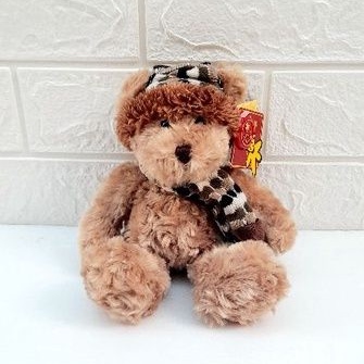 ตุ๊กตาหมี ตัวเล็ก Anee Park ใส่หมวกผูกผ้าพันคอ (ของใหม่)
