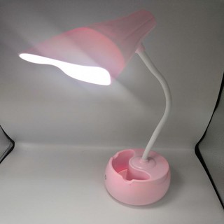 โคมไฟอ่านหนังสือโค้งบิดงอได้ LED BRUSH POT DESKLAMP พร้อมช่องเสียบดินสอ ปากกาและช่องว่างโทรศัพท์มือถือ สวิทระบบสัมผัส