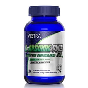 VISTRA L-Arginine Plus L-Ornithine 1000 mg วิสทร้า แอล อาร์จินีน พลัส แอล-อาร์จินีน  60 เม็ด