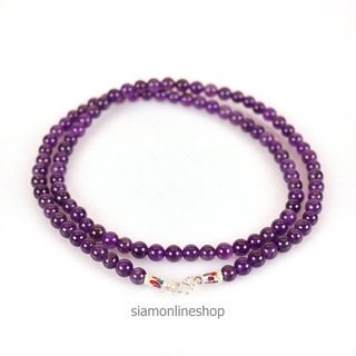 STONE NECKLACE สร้อยคอหินแท้ หินอเมทิสต์ ขนาด 6 มม. amethyst by siamonlineshop