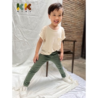 KK KIDS เลกกิ้งเด็กขายาว ผ้าทอ สีเขียว ไซส์ 70-110 พร้อมส่ง