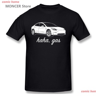 2022 Haha Gas - Tesla Model 3 Elon Musk T-shirt เสื้อยืดผู้ชาย ดพิมพ์ลาย เสื้อยืดผ้าฝ้าย คอกลม cotton แฟชั่น sale