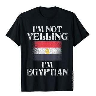 เสื้อยืดคอกลมcrew neckเสื้อยืดแขนสั้นลําลอง พิมพ์ลาย IM Not Yelling IM Egyptian Funny สไตล์อียิปต์ สําหรับผู้ชาย ไซซ์