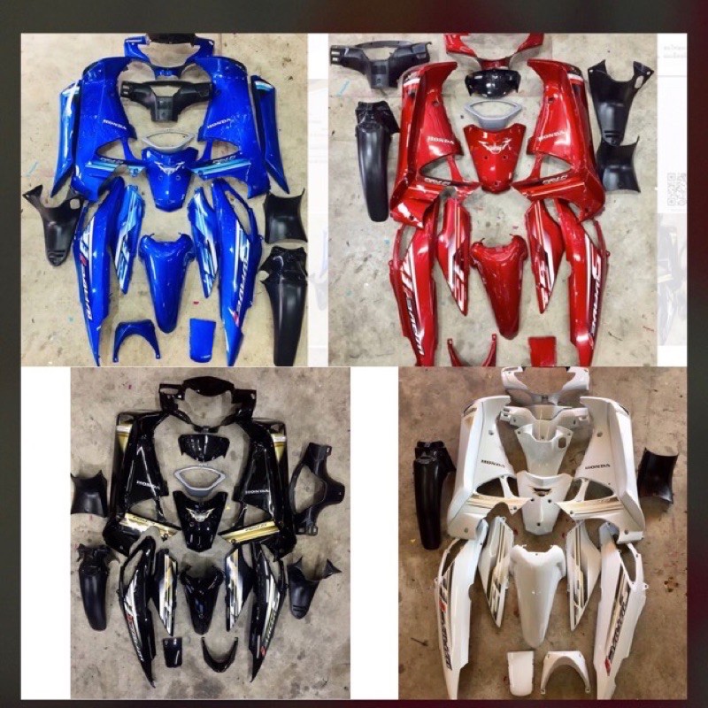 ชุดสีเวฟ125i งานดี คุณภาพดี ใส่สนิท สีสด(ปี2005-2007) รุ่นไฟเลี้ยวบังลม (19 ชิ้นพร้อมแปะลายสติ้กเกอร์เคลือบเงาแท้เนียนๆ