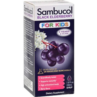 ผลิตภัณฑ์อาหารเสริม Sambucol black elderberry for kids วิตามินต้านหวัด สำหรับเด็ก 230 ml สินค้านำเข้า ของแท้100%