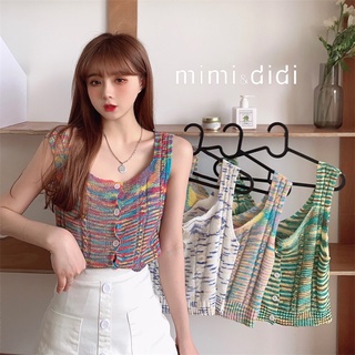 mimi&amp;didi 💖 เสื้อท็อปสายเดี่ยว เสื้อท็อปแขนกุดผ้าถักสําหรับผู้หญิง เสื้อท็อปสายฝอ ใส่น่ารักมากก 0778