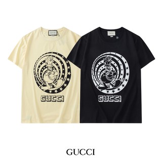 เสื้อยืดแขนสั้น ผ้าฝ้าย พิมพ์ลาย Gucc แฟชั่นสําหรับผู้ชาย และผู้หญิง