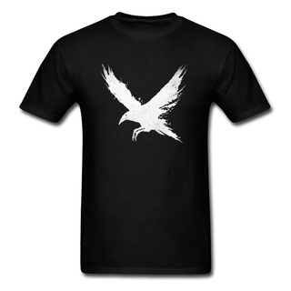 [S-5XL] เสื้อยืดลําลอง ผ้าฝ้าย แขนสั้น คอกลม พิมพ์ลาย The Raven Art สําหรับผู้ชาย