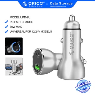 Orico ที่ชาร์จในรถยนต์ USB C พอร์ตคู่ PD Type C ส่งพลังงาน 3.0 ชาร์จเร็ว 4.0 iPhone 13 X XR Samsung Huawei Oppo Vivo(UPD-2U)