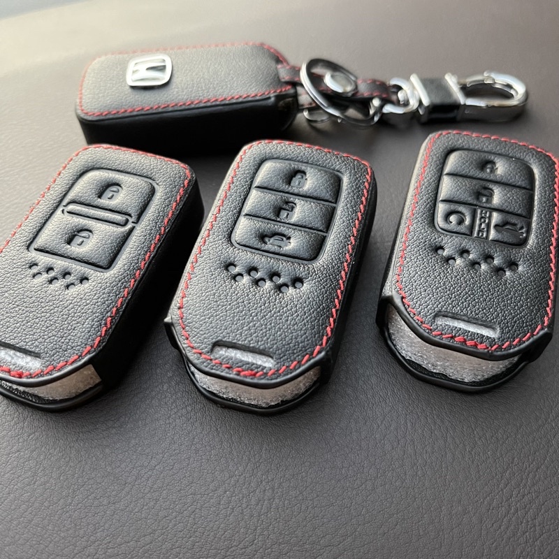 เคสกุญแจรีโมท Honda City / Civic / Accord / Hrv / 2ปุ่ม /3ปุ่ม /4ปุ่ม เคสกุญแจรถ ซองหนังแท้ ซองหนังใส่กุญแจ (โลโก้โลหะ)