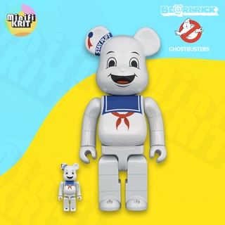 BE@RBRICK GHOSTBUSTERS STAY PUFT MARSHMALLOW MAN WHITE CHROME Ver. 100％ &amp; 400％ ของแท้พร้อมส่ง [ผ่อนนาน 10 เดือน]