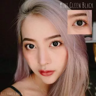 💖 Kitty kawaii ๑ สีดำ black mini Cleen & Clean สายตา -00 ถึง -1000 Contactlens บิ๊กอาย คอนแทคเลนส์ ราคาถูก แถมตลับฟรี.