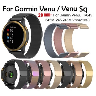 สายนาฬิกาข้อมือ สเตนเลส สไตล์หรูหรา สำหรับ Garmin Ven Garmin 245 / 245m , Samsung Galaxy Watch 4 ,  Galaxy active 2 40mm 44mm , Garmin venu,Garmin venu sq,Garmin Venu 2 plus,Garmin vivoactive 3, สาย Amazfit GTS 2,Amazfit GTS 3, สายนาฬิกา Amazfit Bip 3 pro