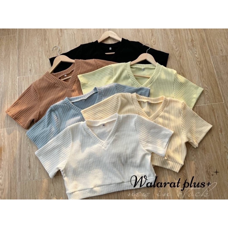 เสื้อครอปงานเสื้อคอวีแขนสั้นผ้านุ่ม #เสื้อผ้าbigsize #เสื้อผ้าplussize #bigsize #เสื้อสาวอวบอ้วน #เส